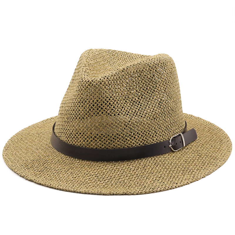 Bucket Hat Straw - Simple jazz Panama Hat with Belt